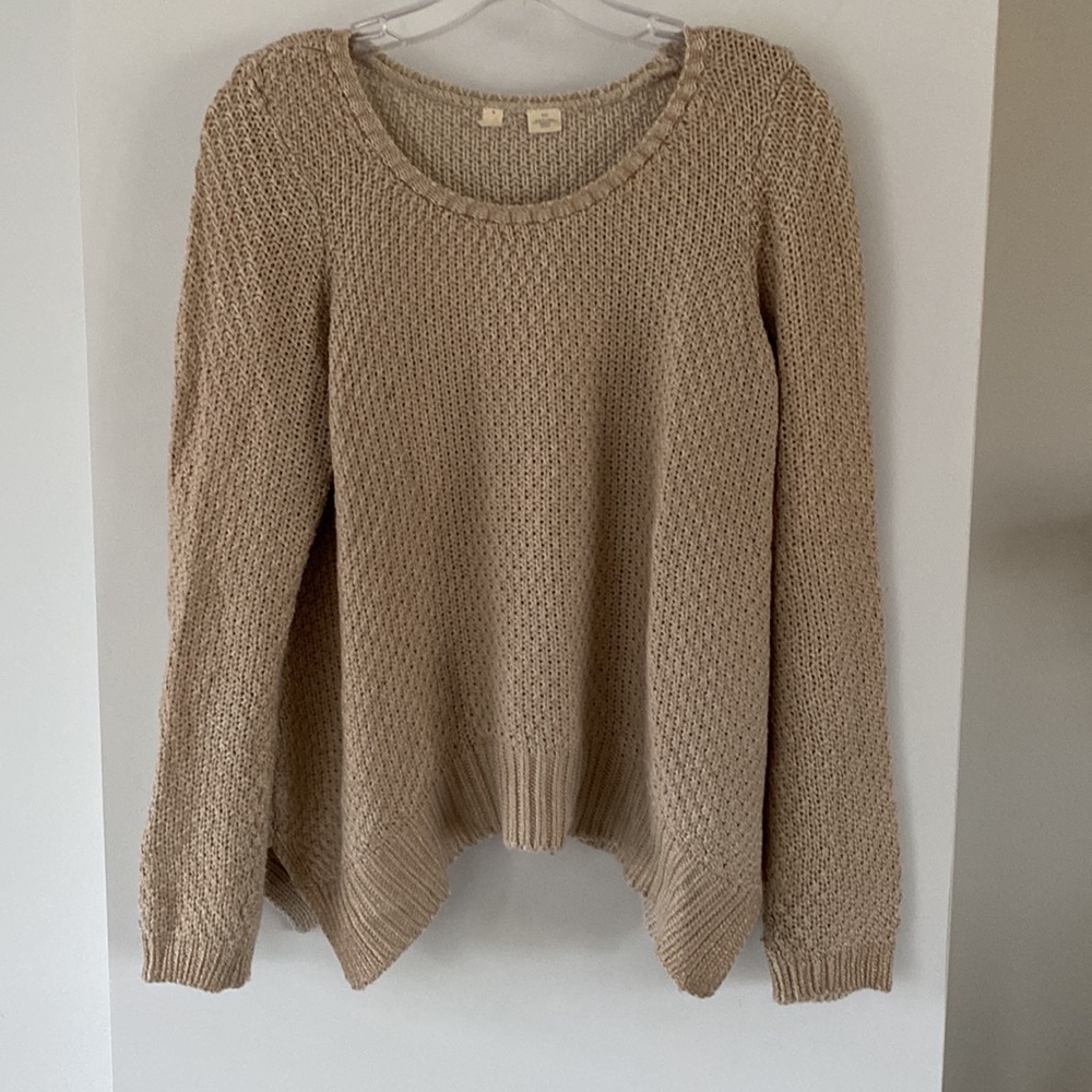 MOTH ANTHROPOLOGIE cotton blend gold shark-bite sweater M